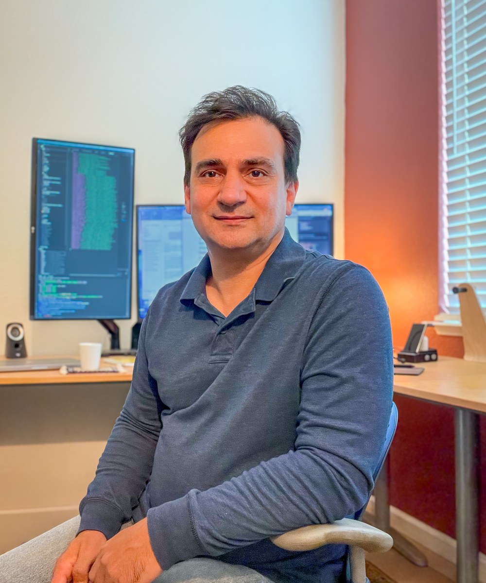 Jeffrey Shaikh at his workspace
